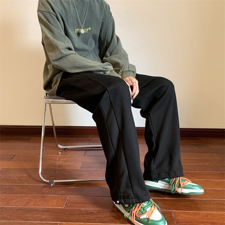 秋季新款华夫格拼接编织绳休闲裤XZ604-KP76-P55控68,男装休闲裤,星座604