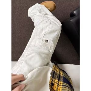 AK2074-P53美式休闲痞帅多口袋直筒宽松抽绳百搭锥形工装裤图片
