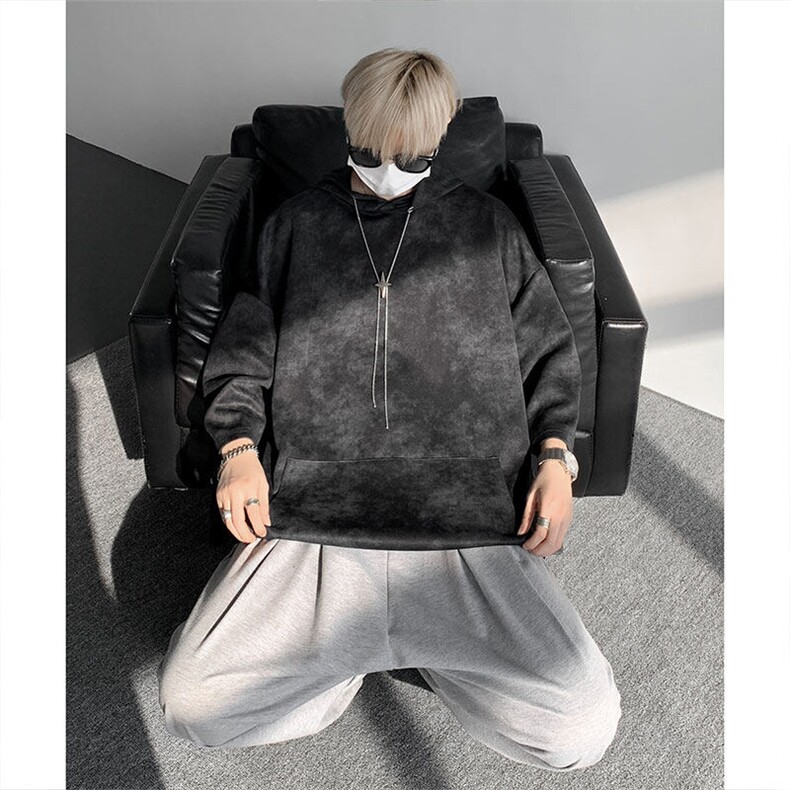 现货DX10116-特批42控78七分袖痞帅链条设计连帽短袖T恤大码男,男装T恤,电商A059
