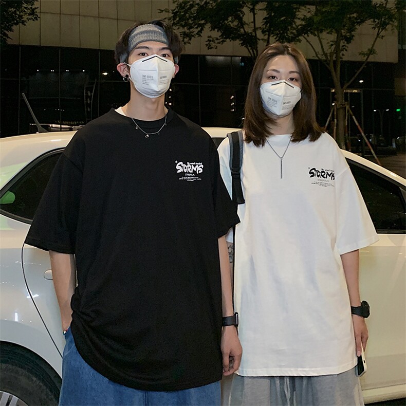 情侣装夏季2021新款韩版字母印花短袖T恤宽松D88女类,女装T恤,电商A335-1（原A458）