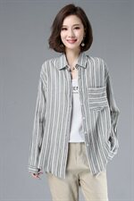 自然舒适长袖衬衫时尚潮流，女装衬衫，小林双子
