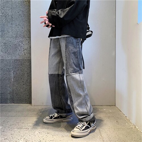 潮牌牛仔裤男直筒宽松韩版港风垂感阔腿老爹裤中性长裤NB290-p40,男装牛仔裤,星座1008-2