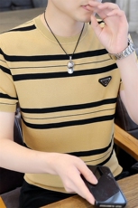 7940-P55夏季休闲时尚短袖毛衣男打底衫欧货T恤潮牌针织衫，男装T恤，电商D310B-1