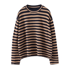 秋季新款针织条纹套头上衣时尚百搭,女装羊毛衫,庆大羊绒, 秋季新款针织条纹套头上衣时尚百搭,女装羊毛衫,庆大羊绒,