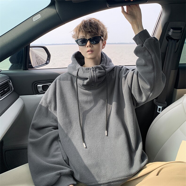 8XL-M大码摇粒绒卫衣套头连帽半拉链宽松美式复古外套WY9103/P68,女装短外套,电商B238