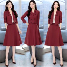 现货2023秋季时尚简约大方气质优雅收腰显瘦休闲修身潮流两件套，女装套装/套裙，三木叶子