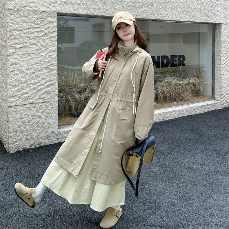 [现货！！主推款！！！]高级感女式风衣气质长款,女装风衣,1D103