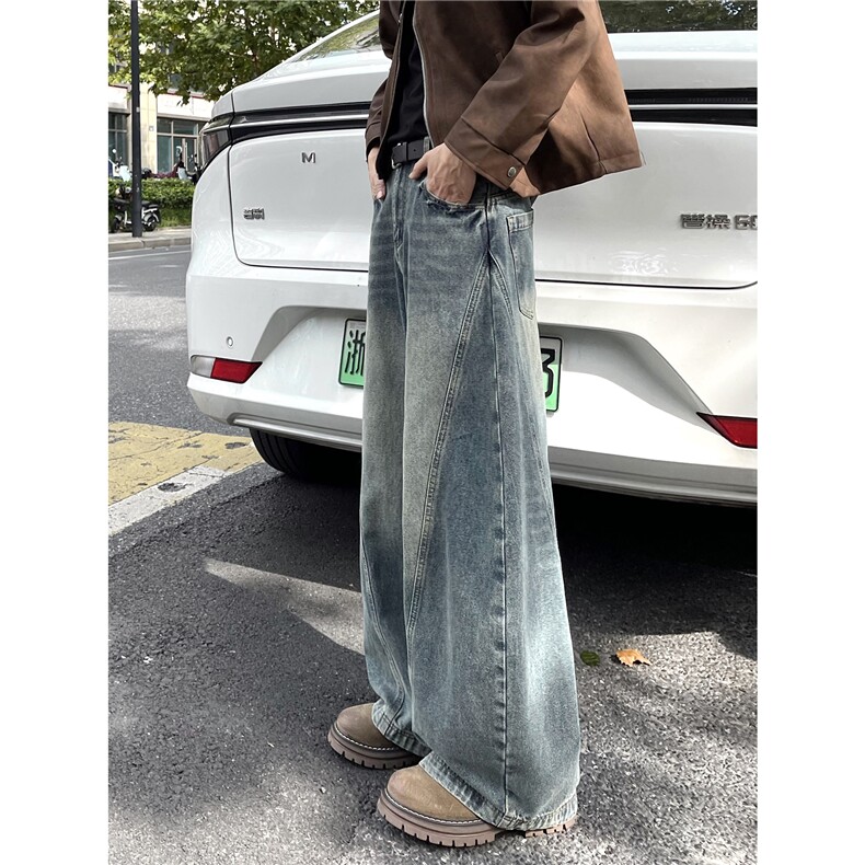 【现货】612-K210-P55美式复古弯刀裤阔腿宽松痞帅男女牛仔裤,男装牛仔裤,星座612
