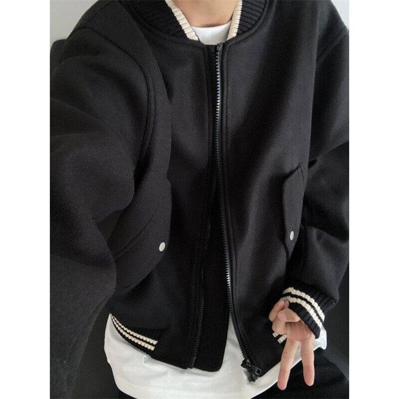 有货美式街头毛呢棒球服夹克女设计感宽松潮牌外套男L6544-P70,男装夹克,星座1008