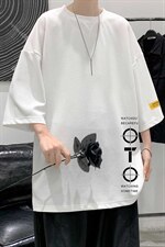Q11114-P30春夏季七分袖t恤男大码五分袖男短袖中袖大皂风，男装T恤，电商A040