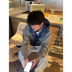 【有货】假两件格子拼接卫衣男款设计感连帽开衫外套JL97LL-特P68，男装卫衣，星座1007（原301D）