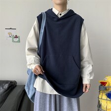 加厚中性毛线马甲无袖背心休闲开衩情侣针织衫上衣外套 H204/P50图片