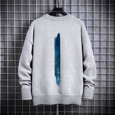1日系圆领宽松中性情侣潮流大码M-5XL印花毛衣男7758P48加绒P55，男装针织衫/毛衣，星座226-2