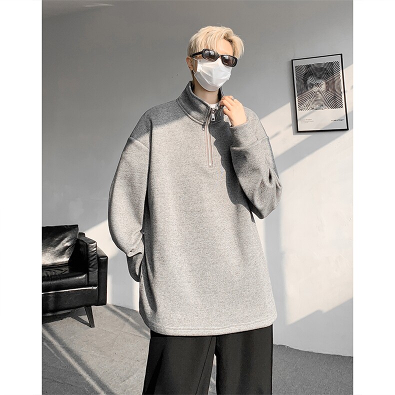 DD1015-P45加绒P50糯米面料叠穿搭配好衣长袖T恤男内搭卫衣,男装T恤,电商A059