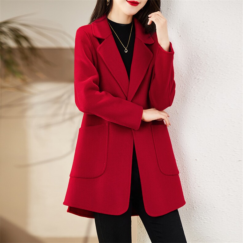 双面羊毛大衣女2022年秋装短款高端奢华大气风衣式小个子毛呢外套,女装毛呢外套,贵人树
