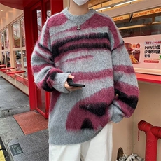 美式条纹慵懒风男冬季复古新款马海毛针织毛衣MY235P46，男装针织衫/毛衣，星座1116-2