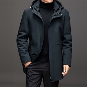 AL99022冬季男士派克服可脱卸兔毛内胆中长款风衣P560，男装皮衣，电商B360