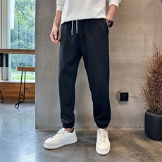 社会精神小伙裤子男秋潮牌ins运动束脚九分裤K8595-P45控78，男装休闲裤，星座210-3