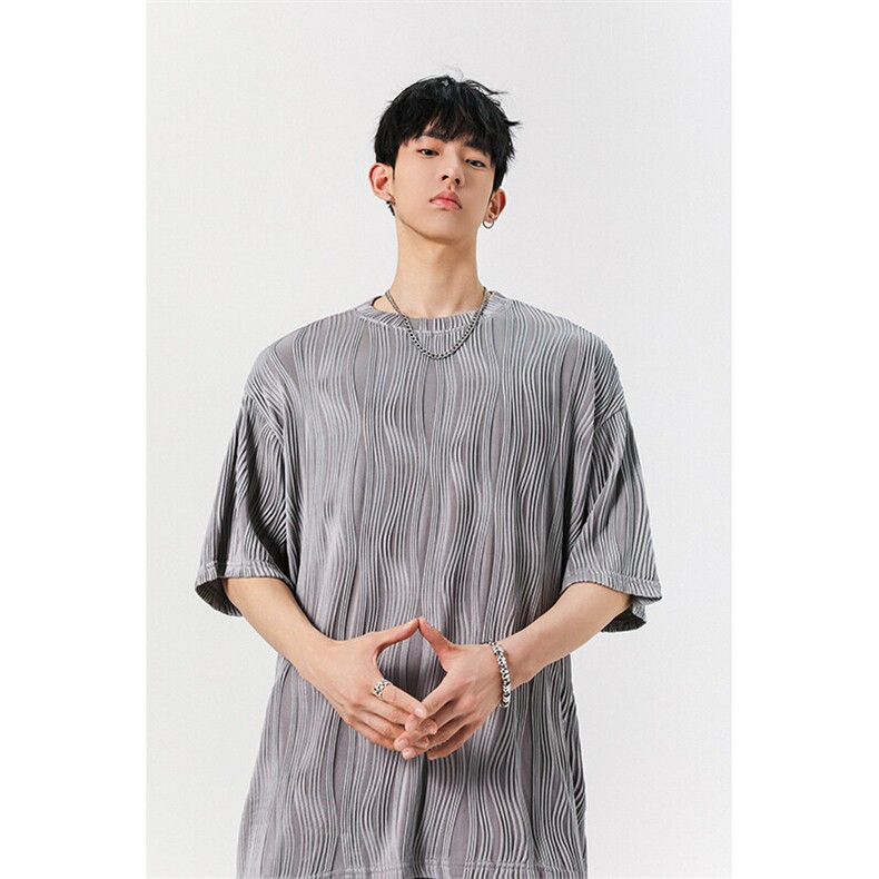 8XL-M特大码夏季短袖冰丝皱感透气T恤男潮垂感宽松半袖DX305P45,男装T恤,电商D206-1
