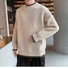 YC3456-P53帛跃波浪纹高领毛衣冬季保暖百搭麻花帅气ins打底，男装T恤，电商B323A