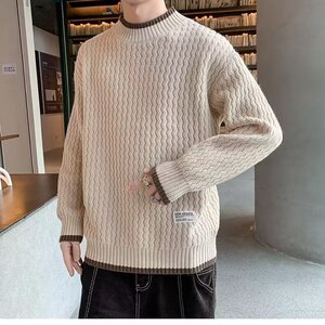 YC3456-P53 帛跃波浪纹高领毛衣冬季保暖百搭麻花帅气ins打底图片
