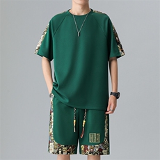 休闲运动套装潮夏季小熊圆领T恤刺绣短裤两件套A266-TZ9908-P50，男装牛仔裤，电商A266