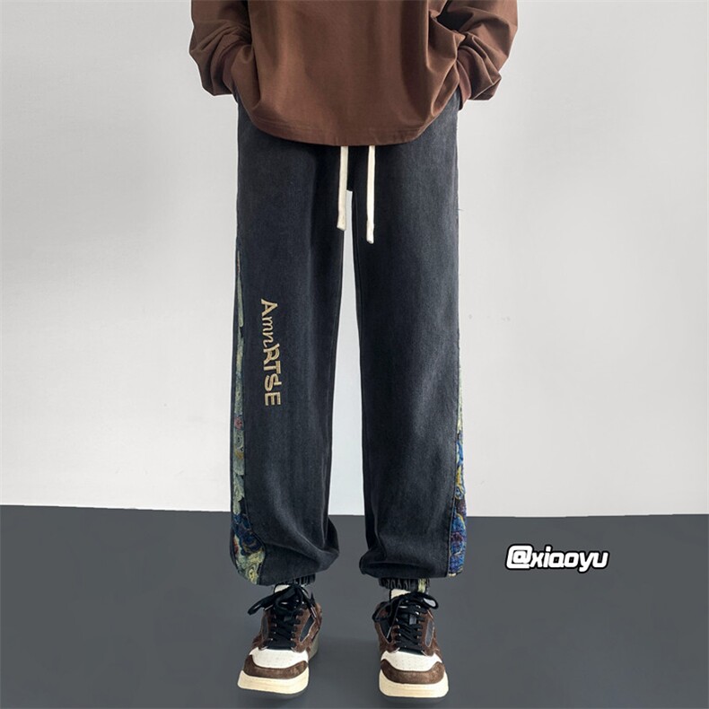 XZ616 秋季新款牛仔裤小熊拼接刺绣牛仔长裤 TY941 M-5XL P55控68图片
