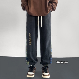 XZ616 秋季新款牛仔裤小熊拼接刺绣牛仔长裤 TY941 M-5XL P55控68图片