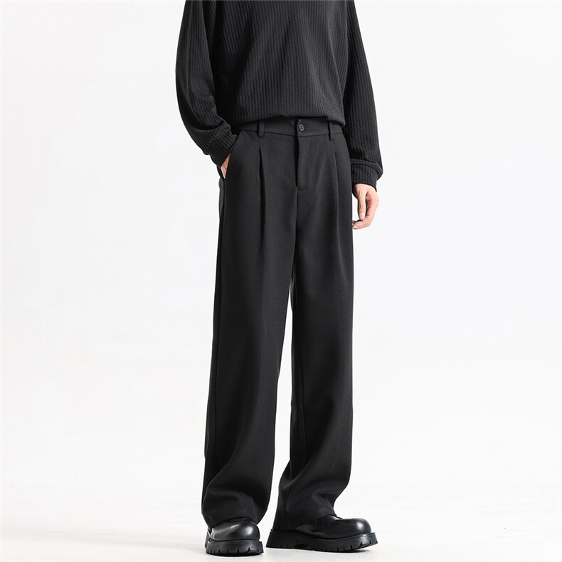 K252-P65男士醋酸羊毛呢加绒直筒半松紧腰醋酸休闲西裤M-3xl，男装西裤，电商A211