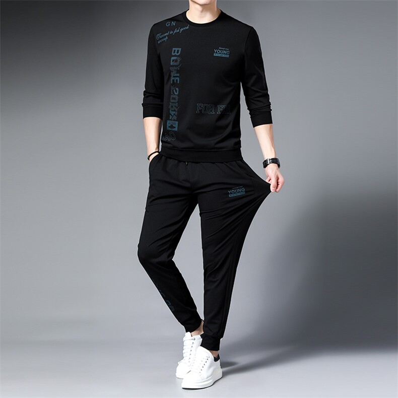 SA9639-2钱塘2020-2中青年男士圆领时尚百搭休闲卫衣套装P137,男装休闲套装,钱塘207-2