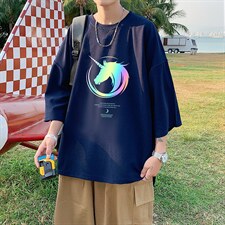 Q11138-P30春夏季七分袖t恤男大码五分袖男短袖中袖，男装T恤，电商A040