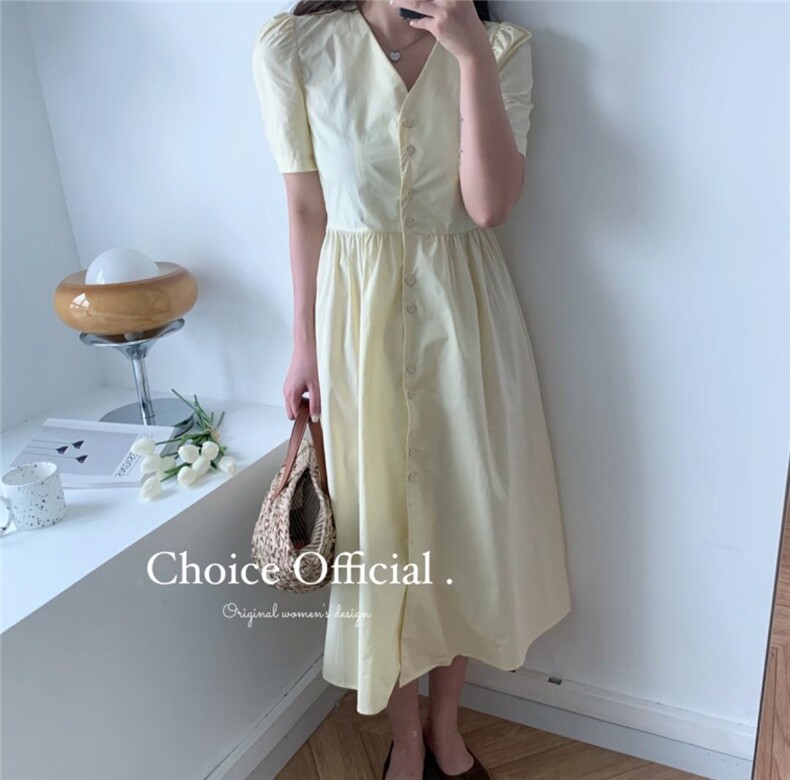 【NEW】推荐！跑量款纯色连衣裙x009#,女装连衣裙,CHOICE 初袖