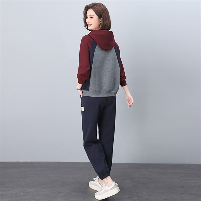品牌专柜款春装新款韩版大码拼色两件套运动服休闲套装,女装套装/套裙,忆绮罗