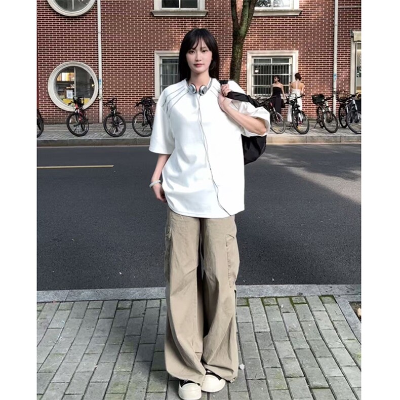 夏季美式高街ins重磅拉链装饰短袖T桖货号TX25172P35,男装T恤,电商A063