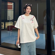万针全刺绣工艺抖音得物高品质260克重磅纯棉双纱美式高街短袖T恤，男装T恤，电商A486