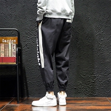 2021春季新款日系黑墙字母印花小脚韩版休闲工装裤K812-P55，男装休闲裤，电商A009A（原A058A）
