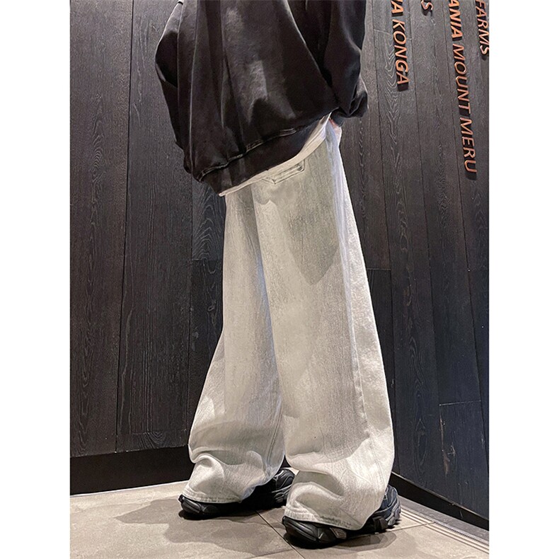 做旧牛仔裤男款潮牌高街式复古宽松阔腿拖地裤1001-1-WH889-P55,男装牛仔裤,星座1001-1