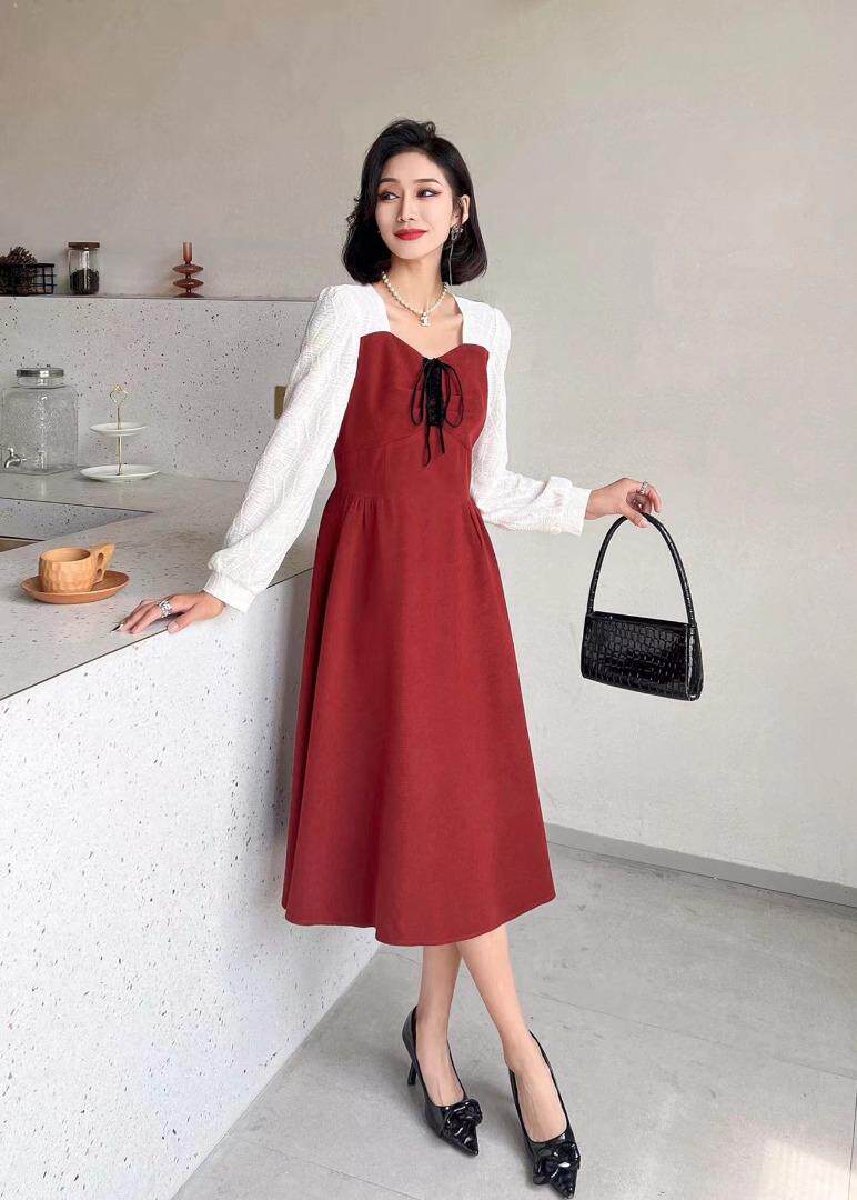 [现货]拼接连衣裙，两色、三个尺码，女装连衣裙，依柏璐(1F)