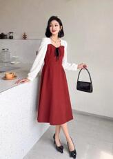 [现货]拼接连衣裙，两色、三个尺码，女装连衣裙，依柏璐(1F)