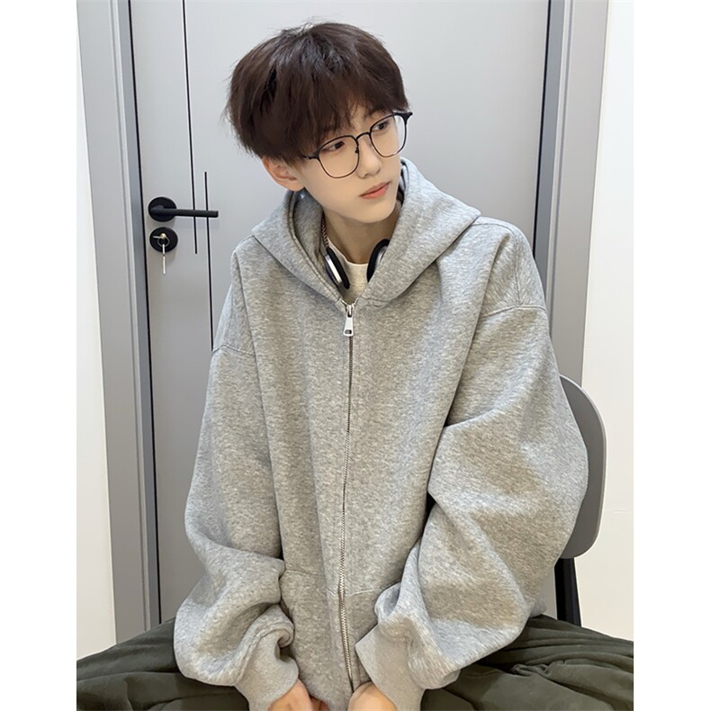 抖音得物高品质二开350克秋冬双头双拉链卫衣开衫外套W74,男装卫衣,电商A486
