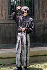 2026港风冰丝扎染抽绳大码M-5XL风休闲裤有套装88798P45，男装休闲套装，星座227-7