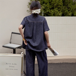 牛仔套装阔腿裤两件套春夏装女2025年新款时尚一整套穿搭显高显瘦图片
