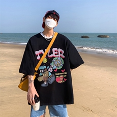 夏重磅落肩袖短袖t恤卡通趣味印花美式半袖上衣XZ514-2-1293-P28，男装T恤，星座514-2(原B239)