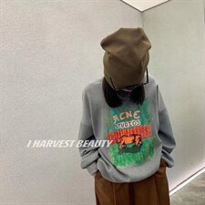 现货小牛印花卫衣，女装卫衣/绒衫，魅力布梵