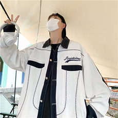 日系复古宽松休闲工装夹克男秋季拼接棒球服潮情侣外套J8716-P49，男装夹克，星座1008