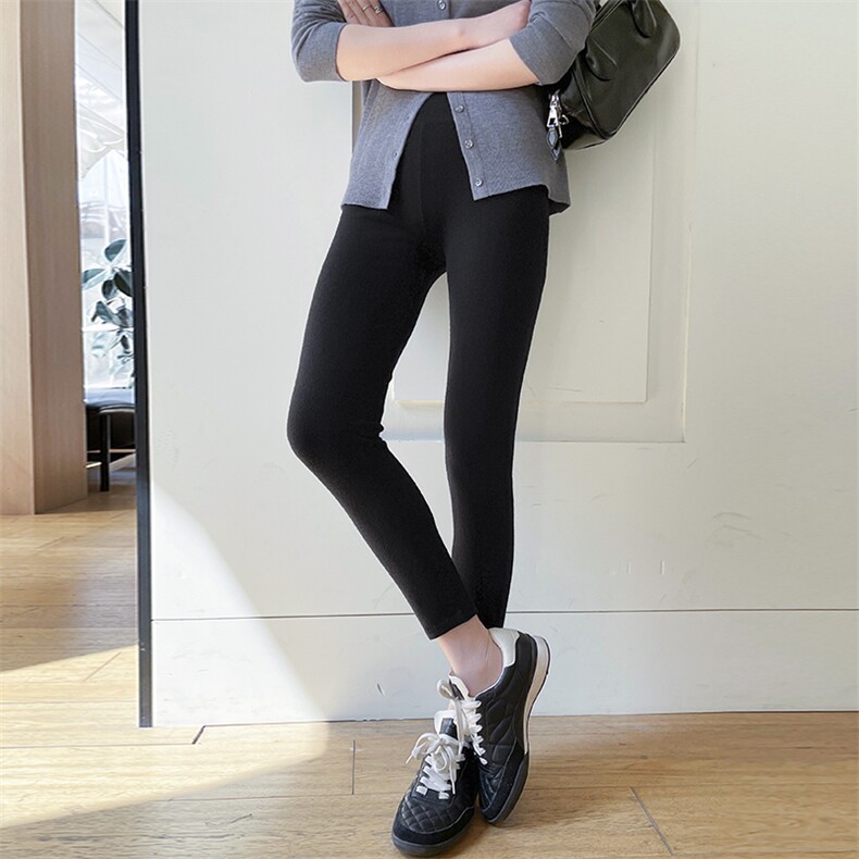 18针精纺扬子纱100羊毛薄款针织打底裤女一线无缝修身收腹瑜伽裤，女装打底裤，玖雪绒羊绒