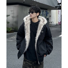 秋冬季毛绒连帽棉服潮流宽松加绒保暖时尚棉服，男装棉衣，星座410-7
