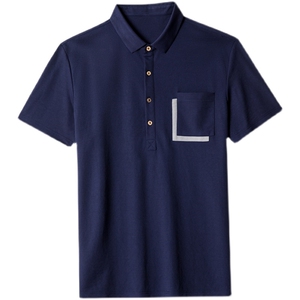 YL2213夏季休闲短袖t恤青年免烫修身男士翻领棉麻体恤P60图片