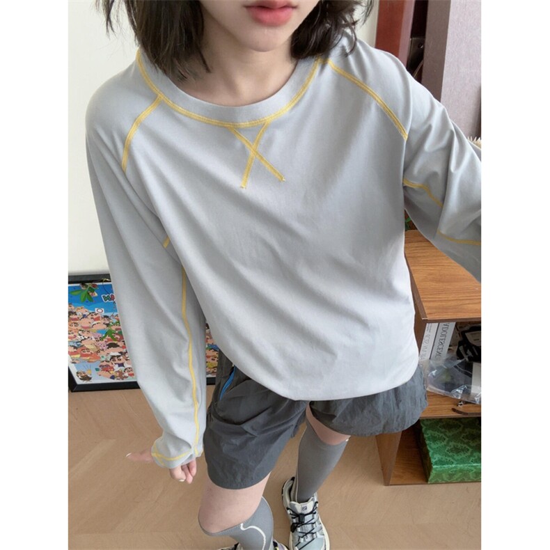 高品户外情侣登山健身运动撞色线插肩袖T恤打底衫男女A790-P55,男装T恤,星座1505