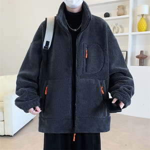 支持二开秋冬颗粒绒外套男女纯色立领加绒加厚羊羔绒棉衣932-P110图片
